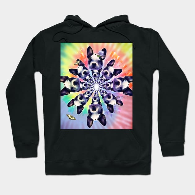 Trippy French Bulldog Dog Tie Tye Dye Rainbow Spiral Hoodie by Random Galaxy